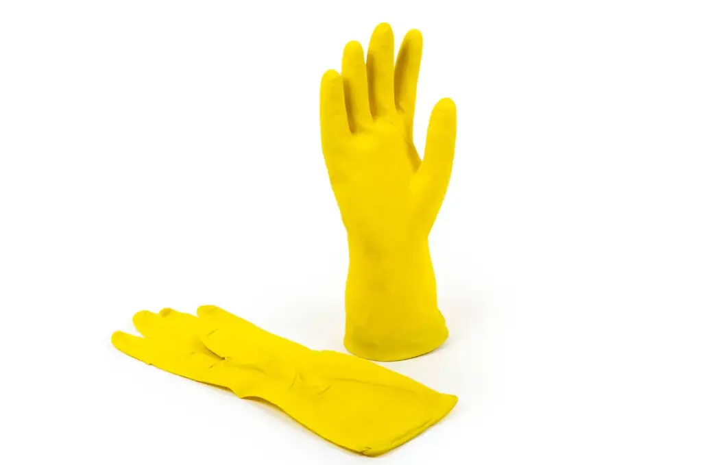 Latex Huishoudhandschoenen Geel, met vlokvoering